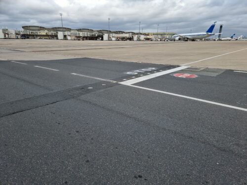 Aerolighting light installed on runway on CDG airport paris