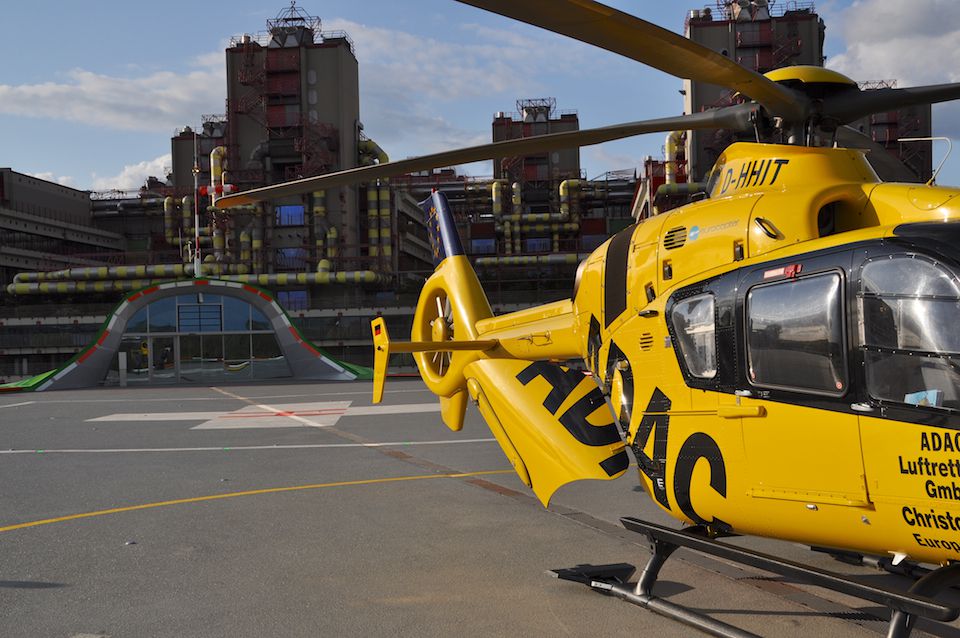 ADAC helicopter landed on a helipad